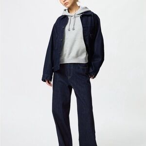 Uniqlo wide straight jeans in navy
